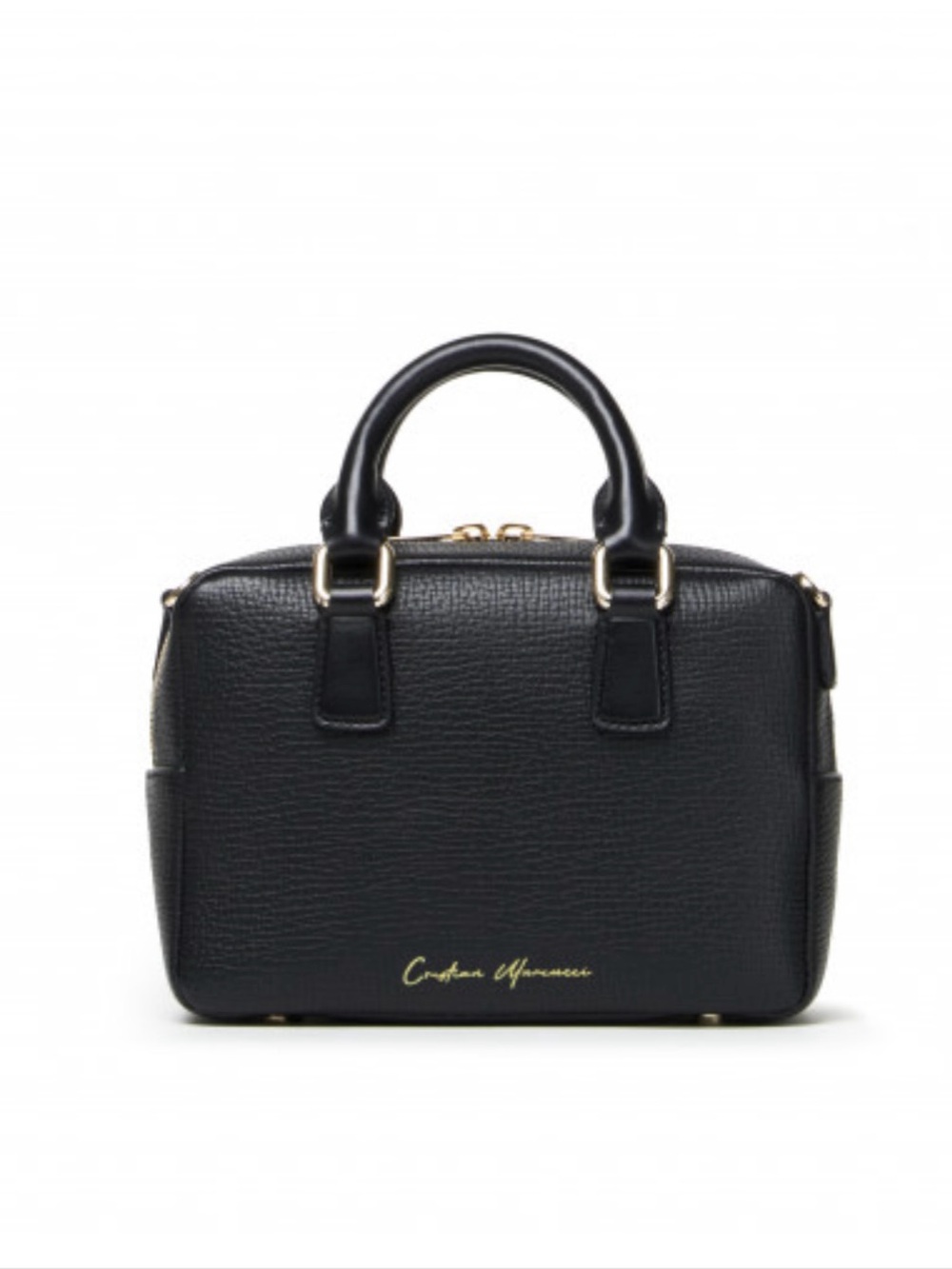 Italian soft grained calfskin black real leather bag luxury purse top handles